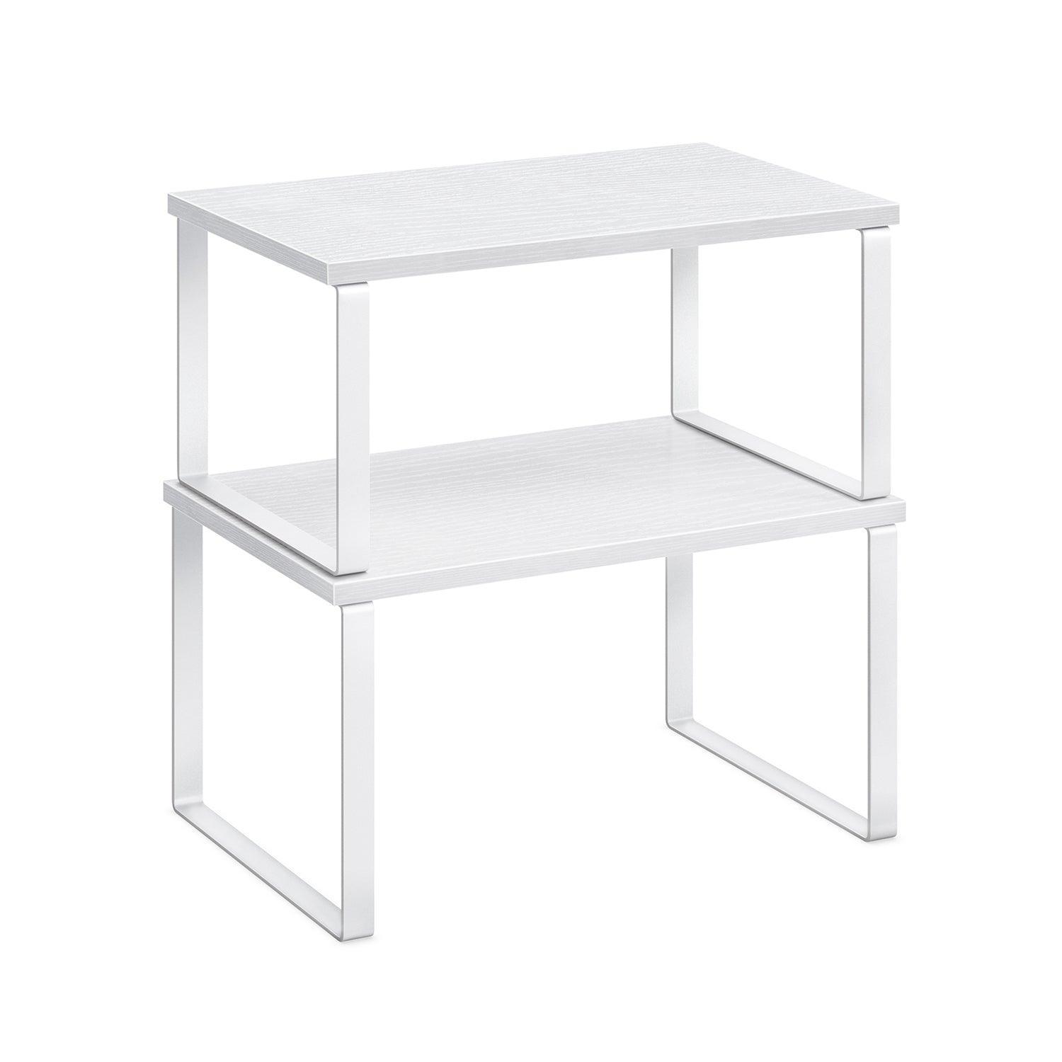 Set of 2 Kitchen Counter Shelves Cloud White and Natural Beige FredCo