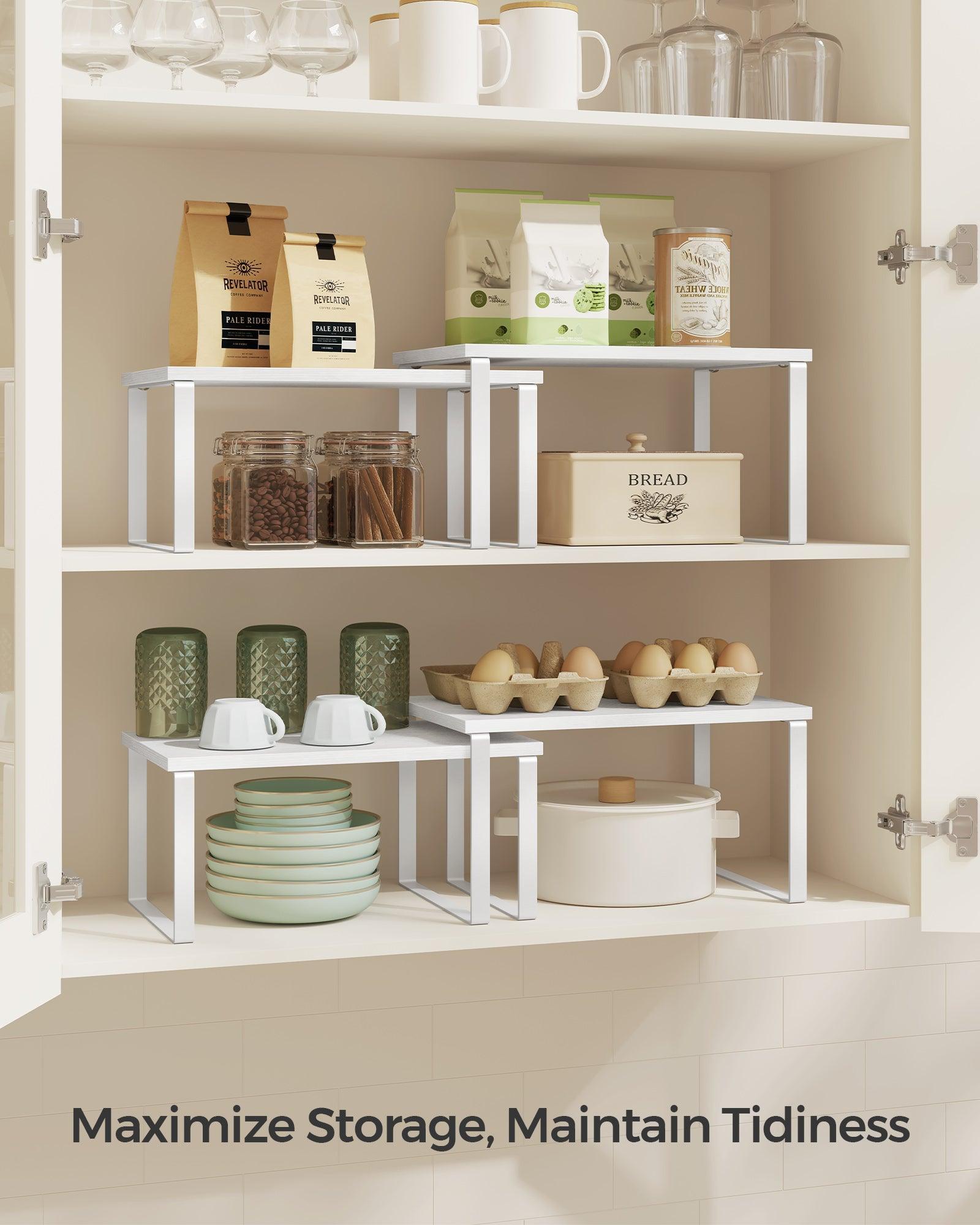 Set of 2 Kitchen Counter Shelves Cloud White and Natural Beige FredCo