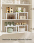 Set of 2 Kitchen Counter Shelves Cloud White and Natural Beige FredCo