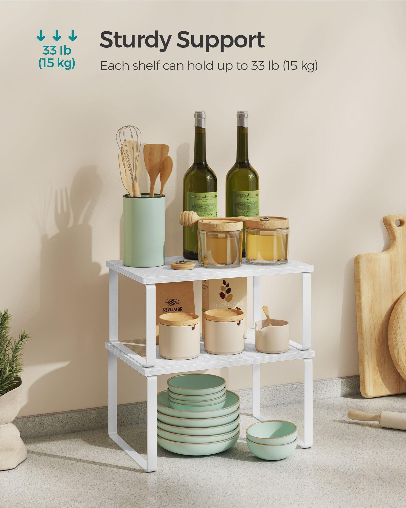 Set of 2 Kitchen Counter Shelves Cloud White and Natural Beige FredCo