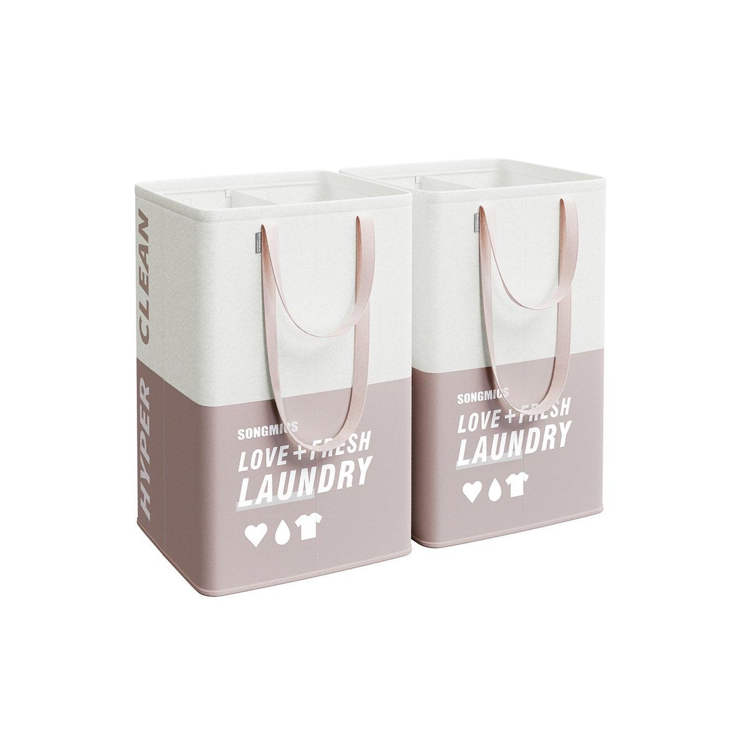 Set of 2 Laundry Baskets Light Pink FredCo