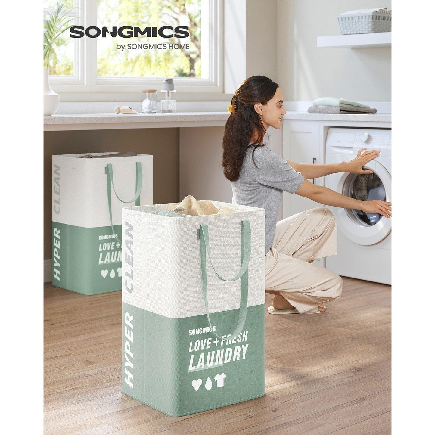 Set of 2 Laundry Baskets Mint Green FredCo