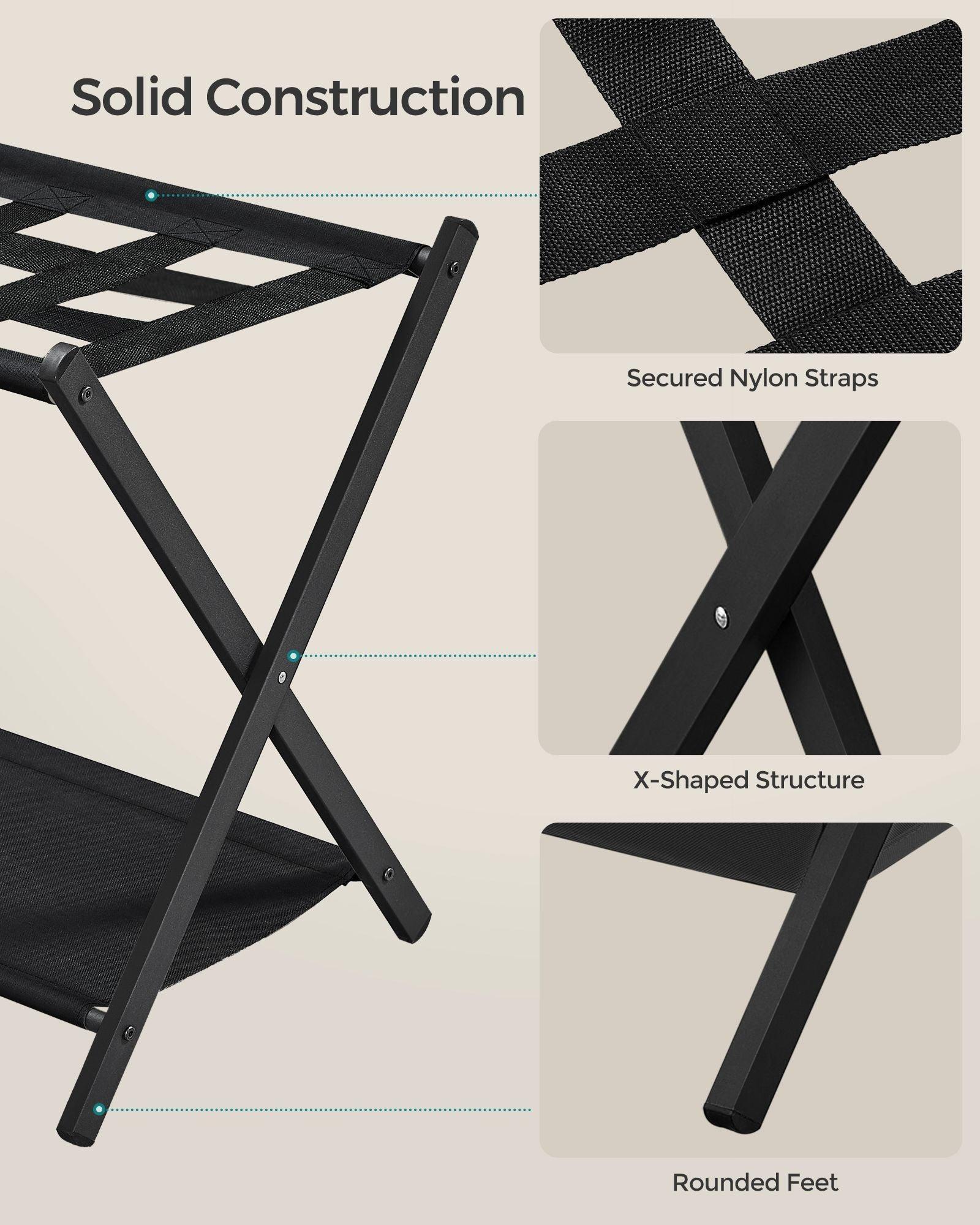 Set of 2 Luggage Racks Black FredCo