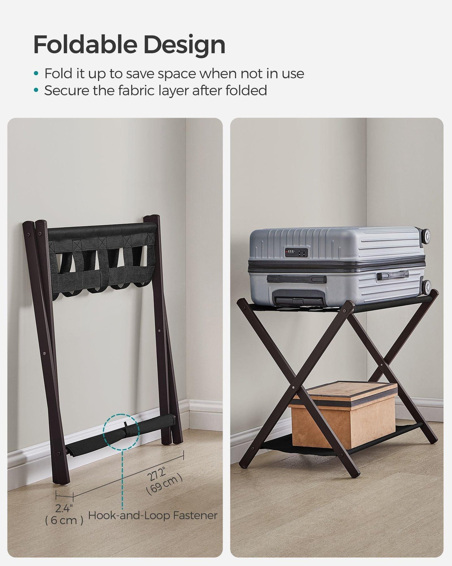 Set of 2 Luggage Racks Chestnut Brown FredCo