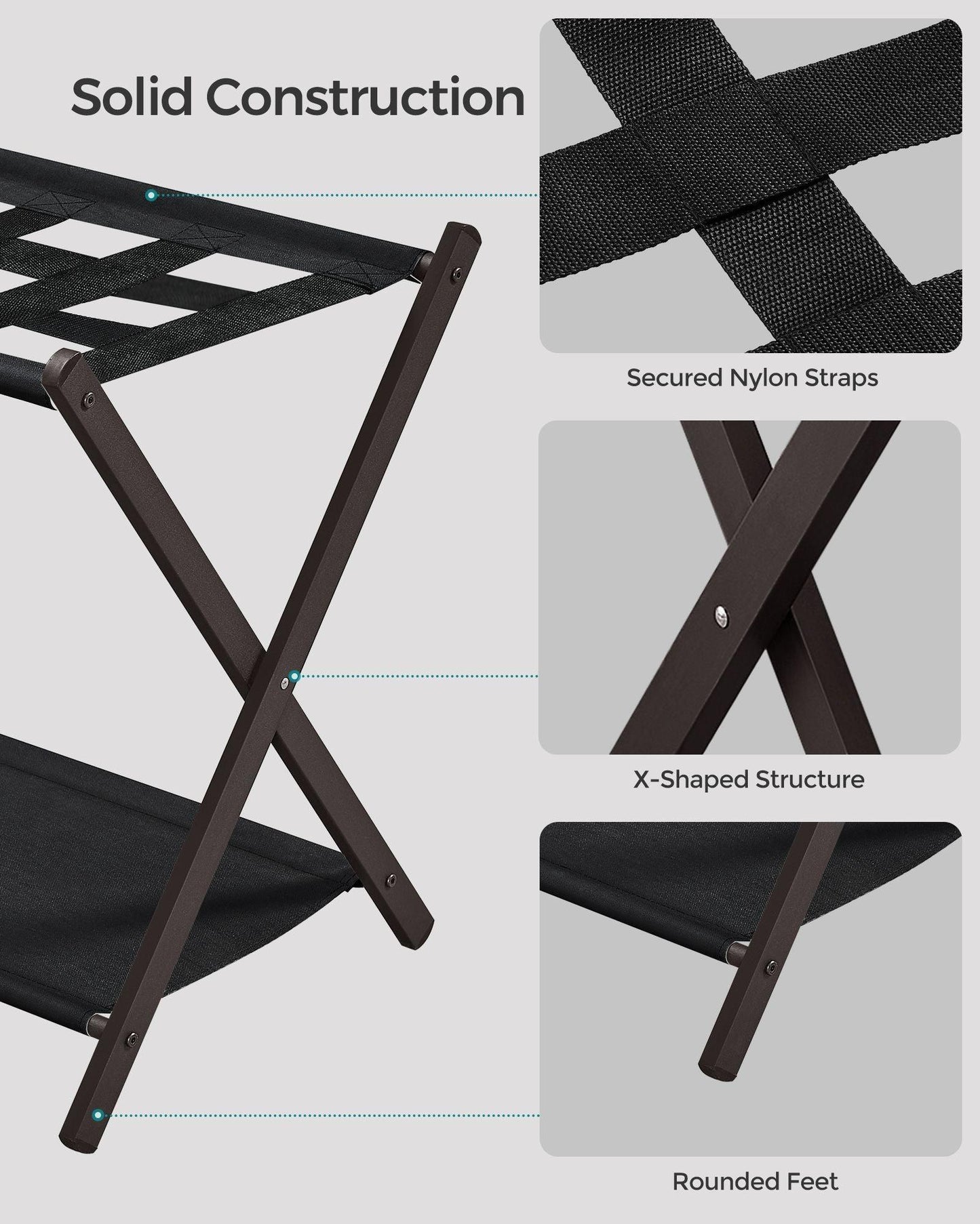 Set of 2 Luggage Racks Chestnut Brown FredCo