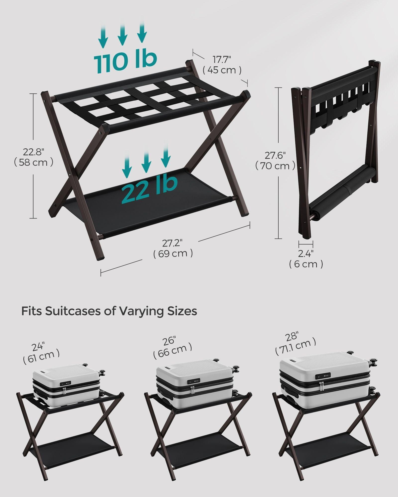 Set of 2 Luggage Racks Chestnut Brown FredCo