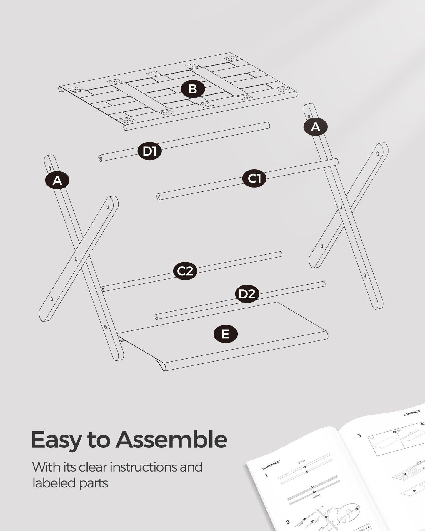 Set of 2 Luggage Racks Chestnut Brown FredCo