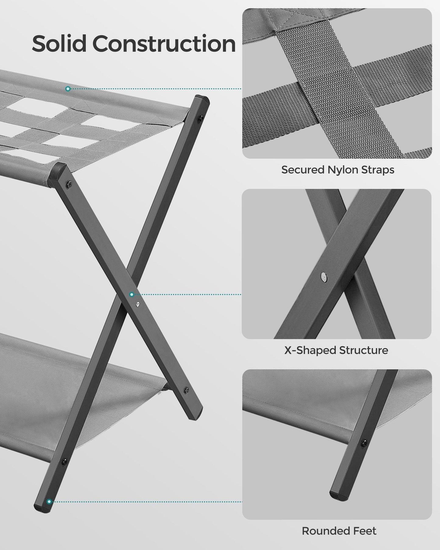 Set of 2 Luggage Racks Dove Gray FredCo