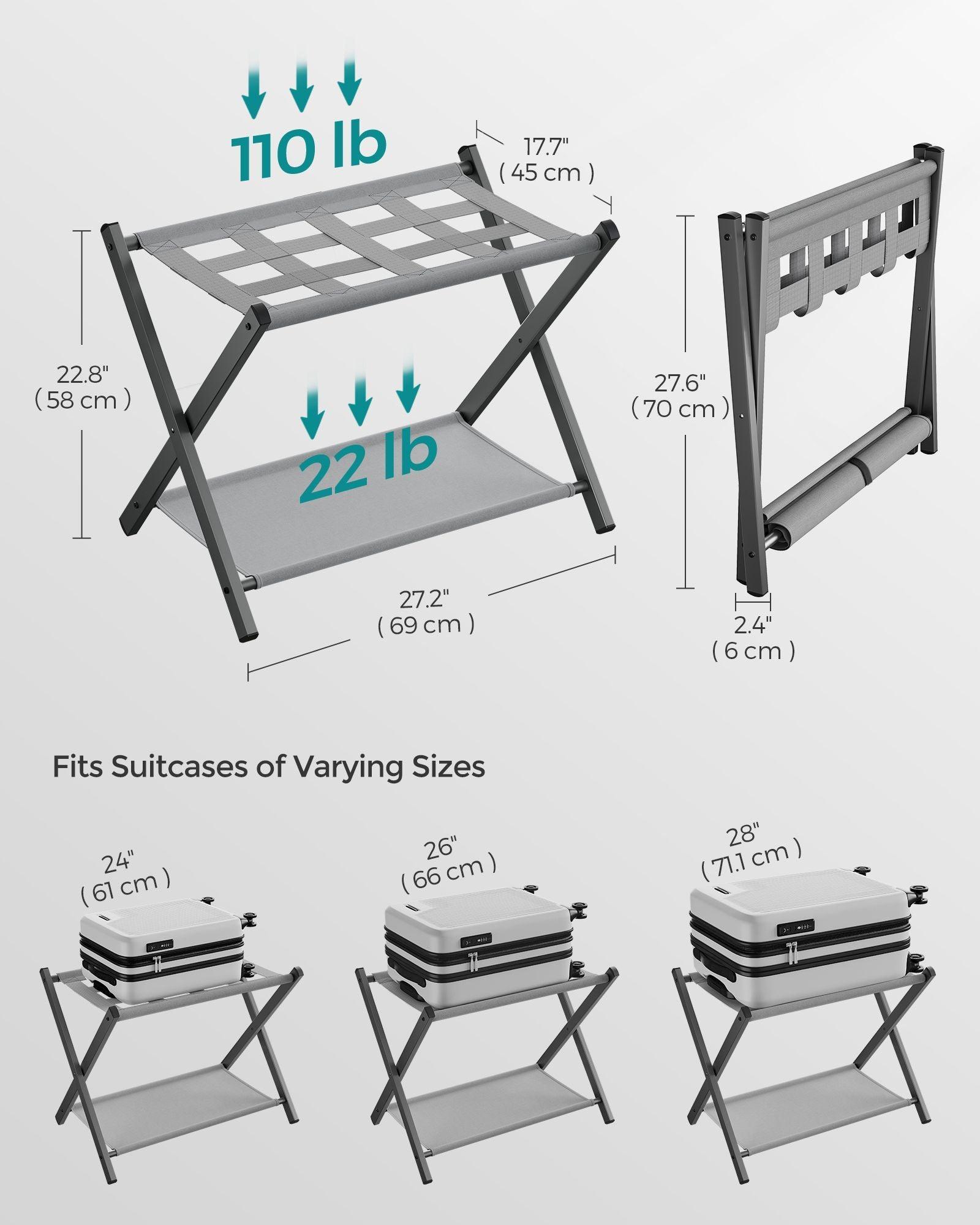 Set of 2 Luggage Racks Dove Gray FredCo