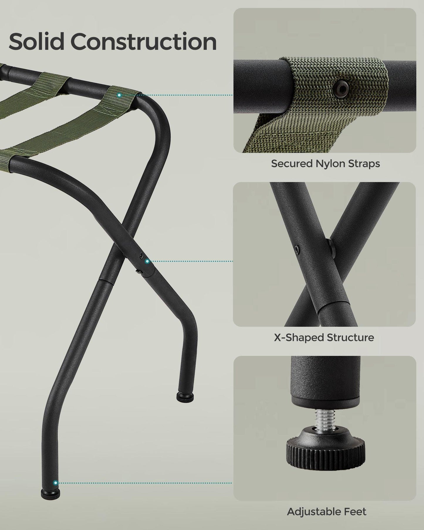 Set of 2 Luggage Racks Forest Green/Black FredCo