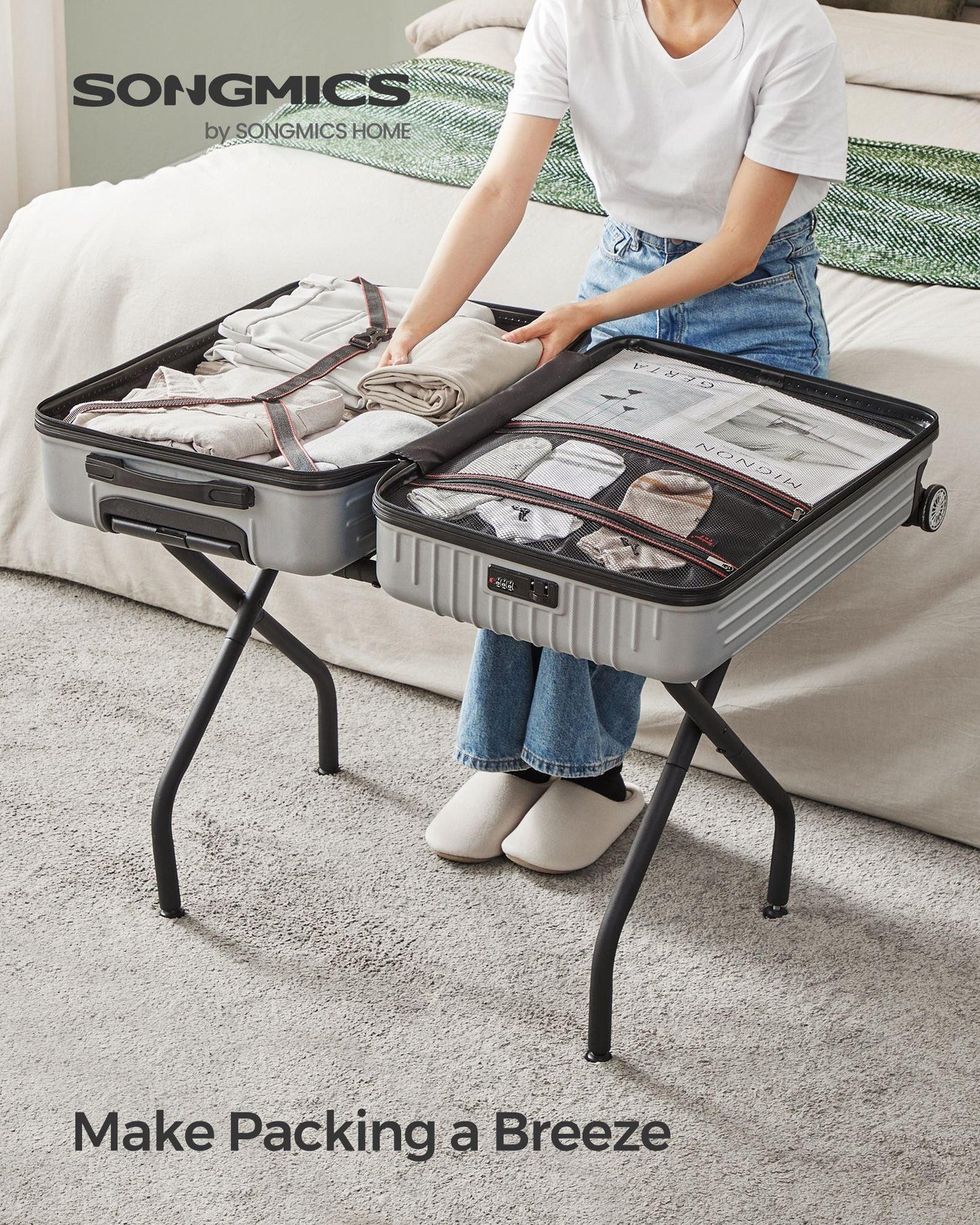 Set of 2 Luggage Racks Forest Green/Black FredCo