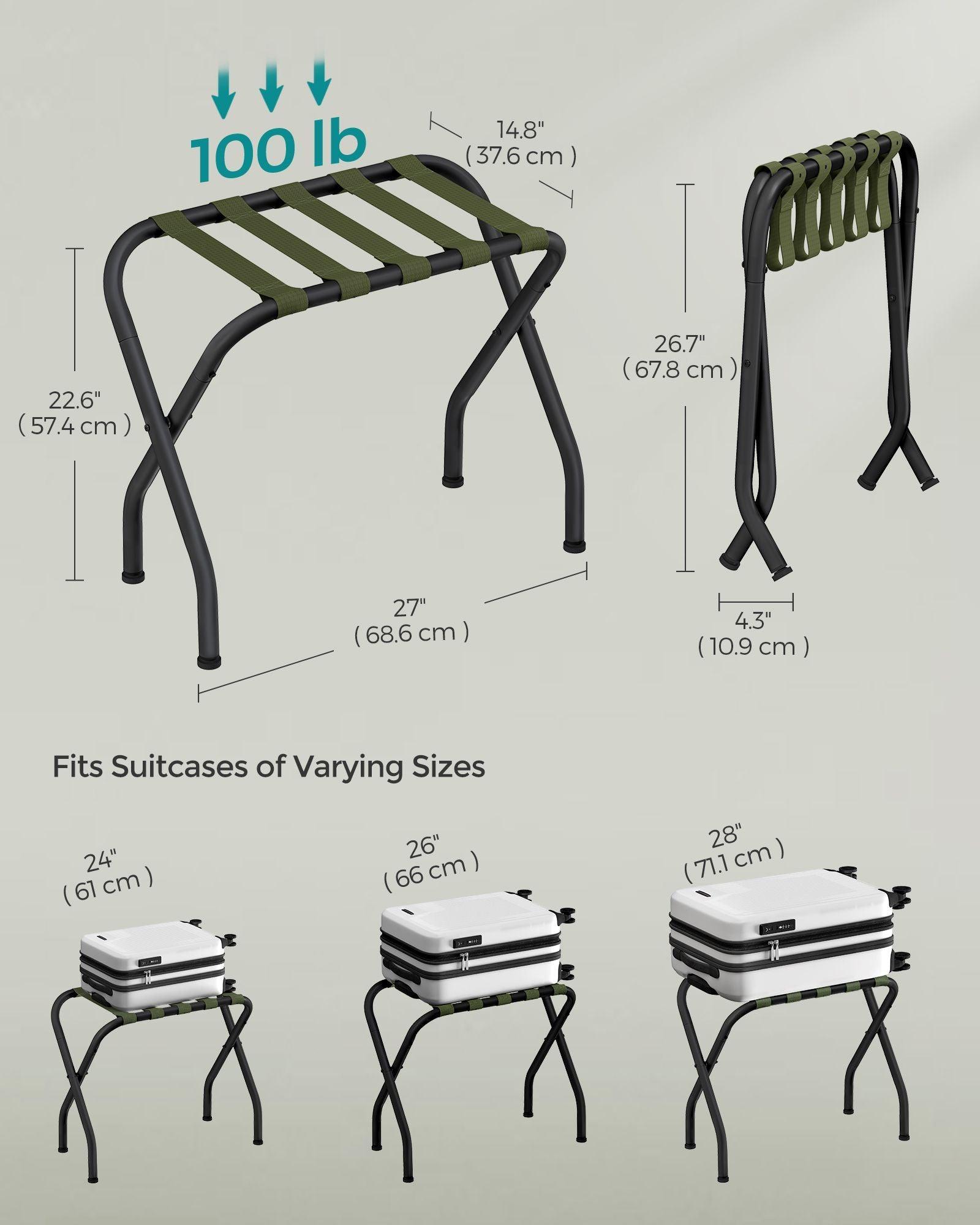 Set of 2 Luggage Racks Forest Green/Black FredCo
