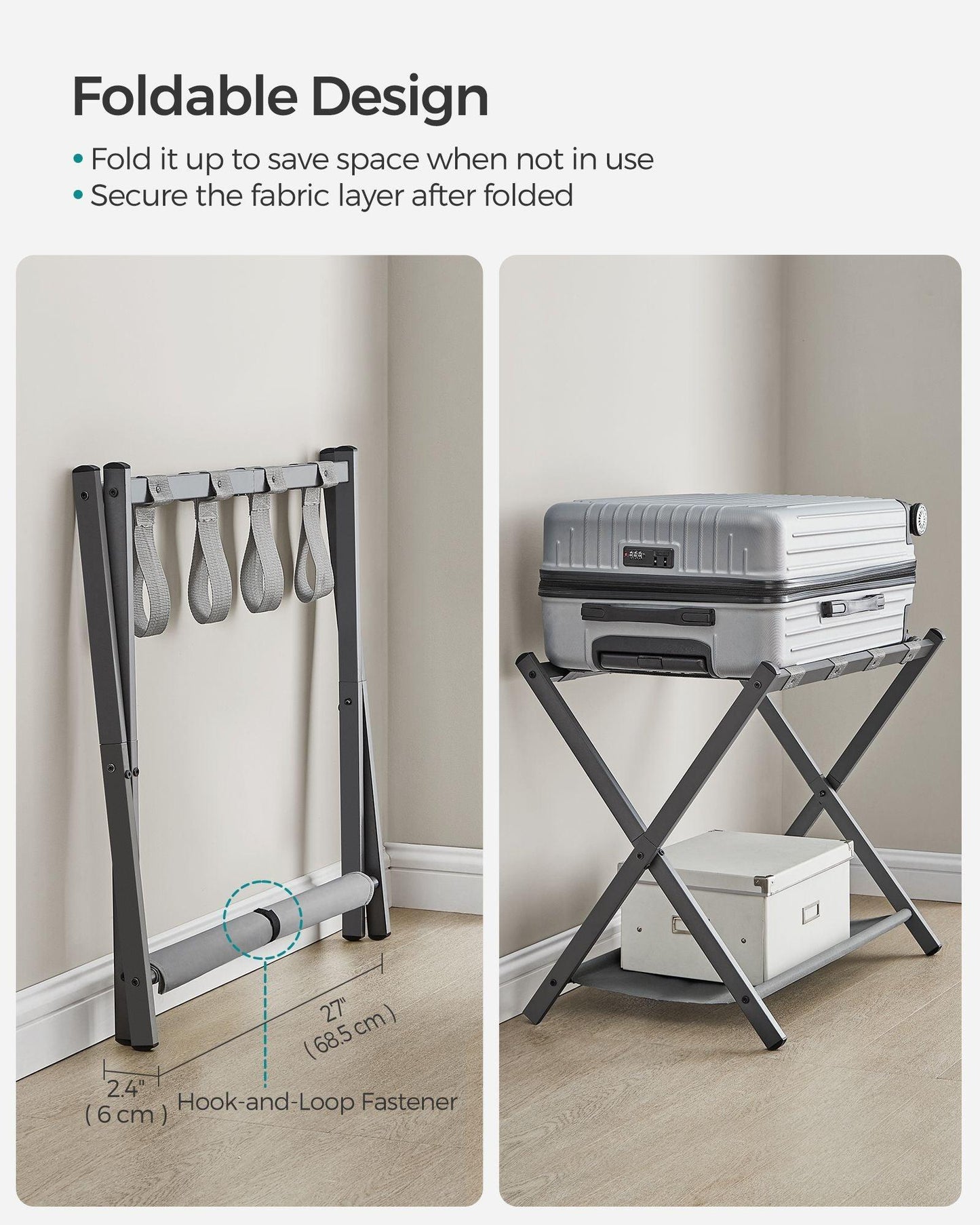 Set of 2 Luggage Racks Slate Gray FredCo