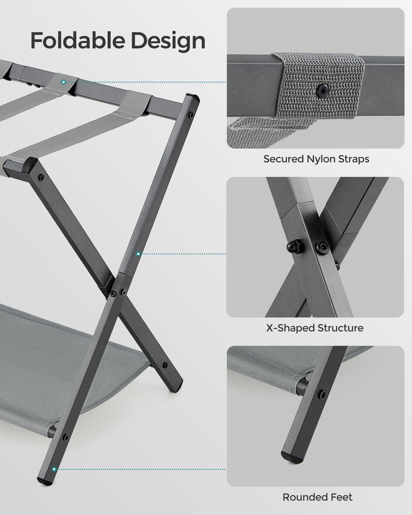 Set of 2 Luggage Racks Slate Gray FredCo