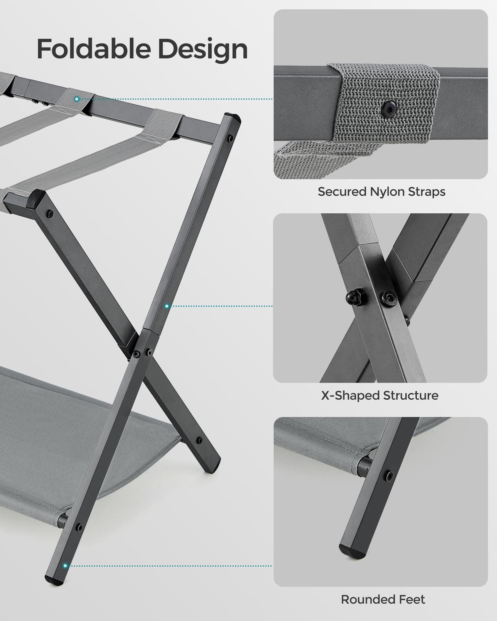 Set of 2 Luggage Racks Slate Gray FredCo