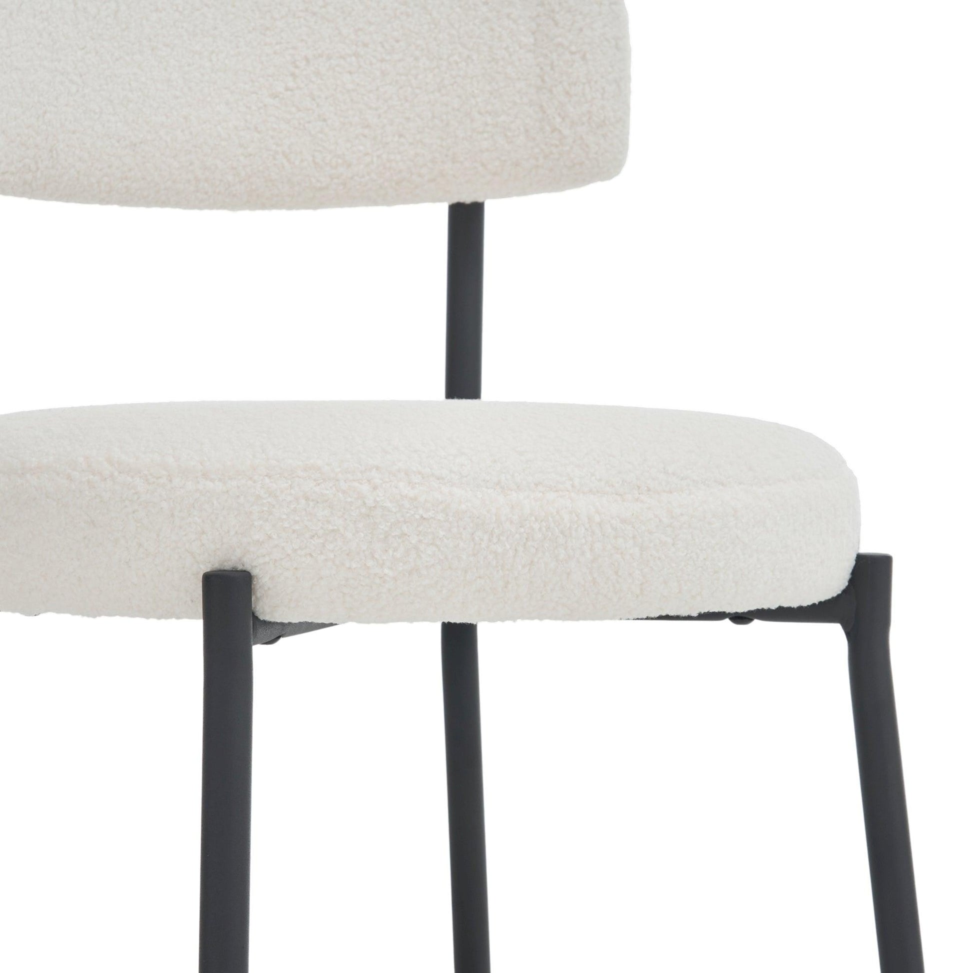 Set of 2 Mid-Century Modern Dining Chairs, Teddy Fabric Upholstered Dining Chairs FredCo