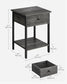 Set of 2 Nightstand with Drawer and Shelf Stone Gray and Black FredCo