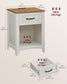 Set of 2 Nightstands with Charging Station and Open Compartment Rustic White and Honey Brown FredCo