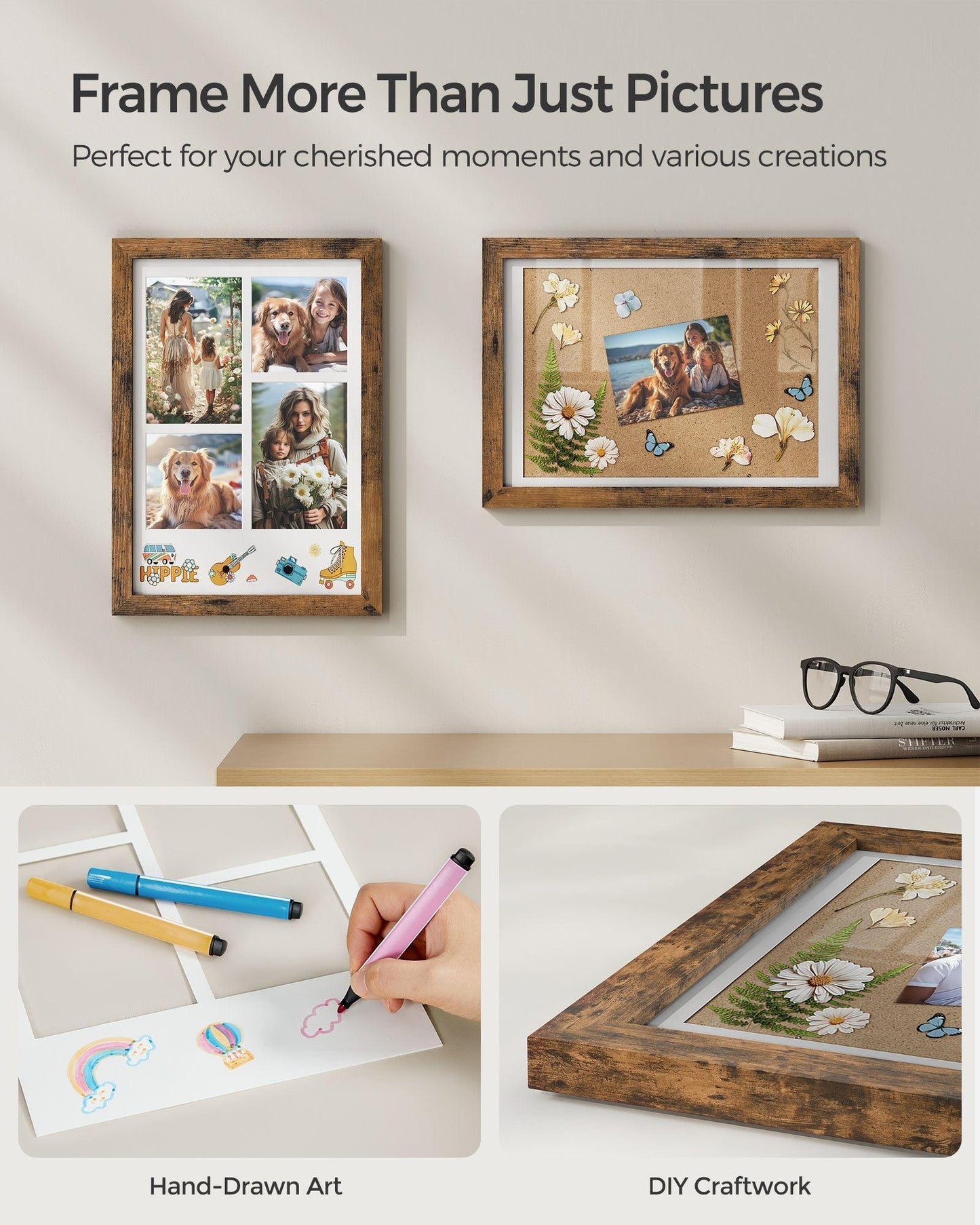 Set of 2 Picture Frame A4 Brown FredCo