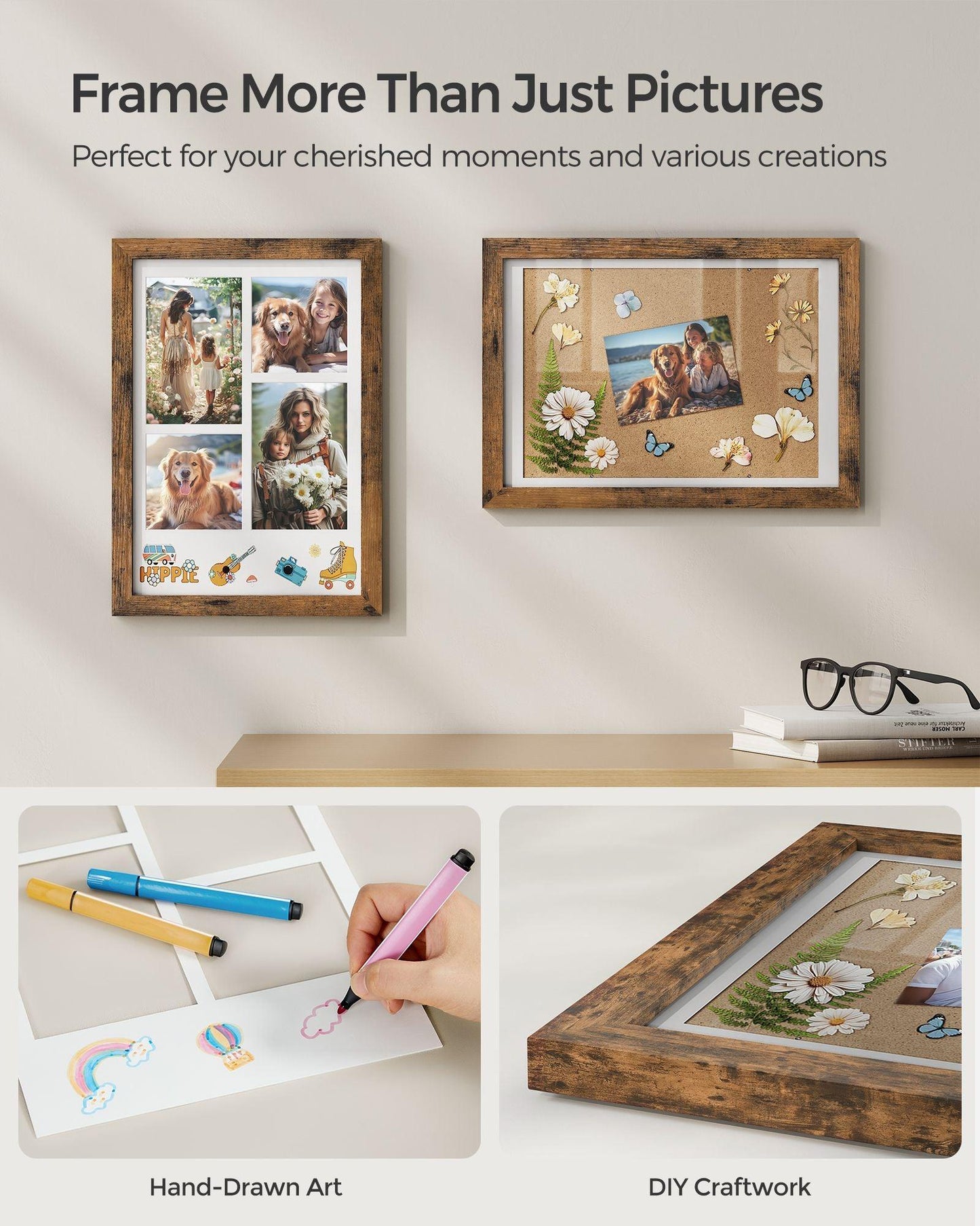 Set of 2 Picture Frame A4 Brown FredCo