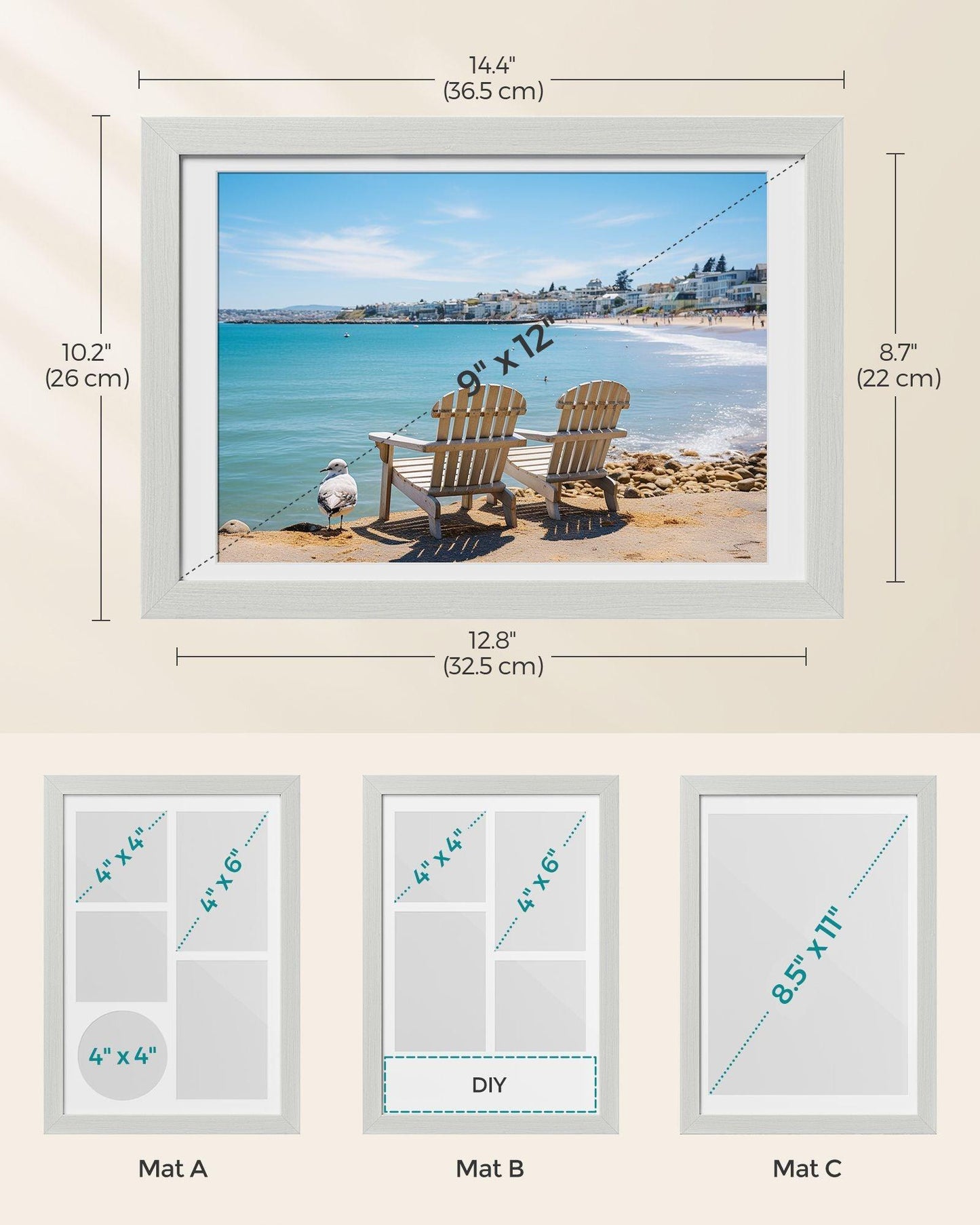 Set of 2 Picture Frame A4 White FredCo