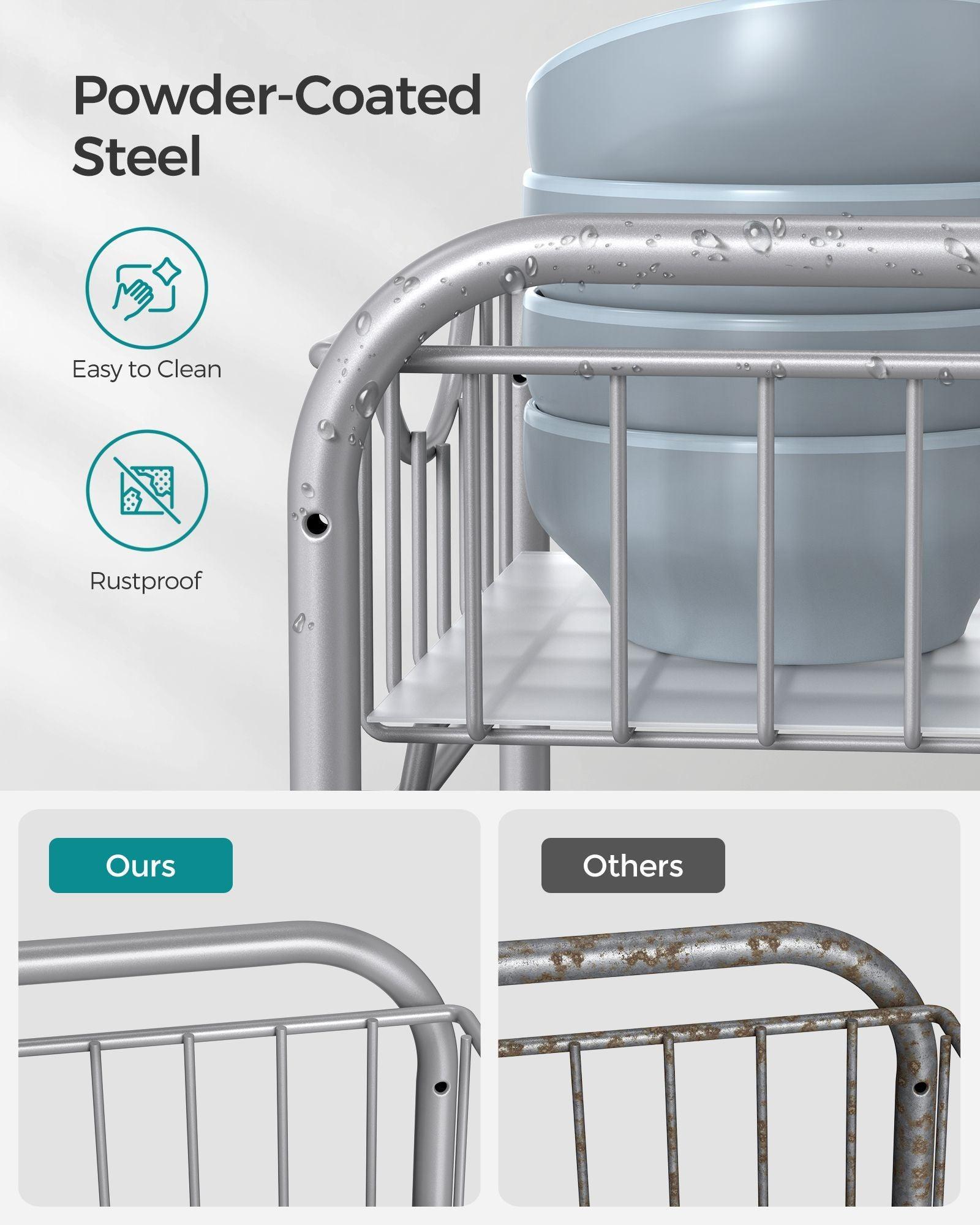 Set of 2 Pull-Out Cabinet Organizers 2-Tier Metallic Silver FredCo