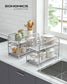 Set of 2 Pull-Out Cabinet Organizers 2-Tier Metallic Silver FredCo
