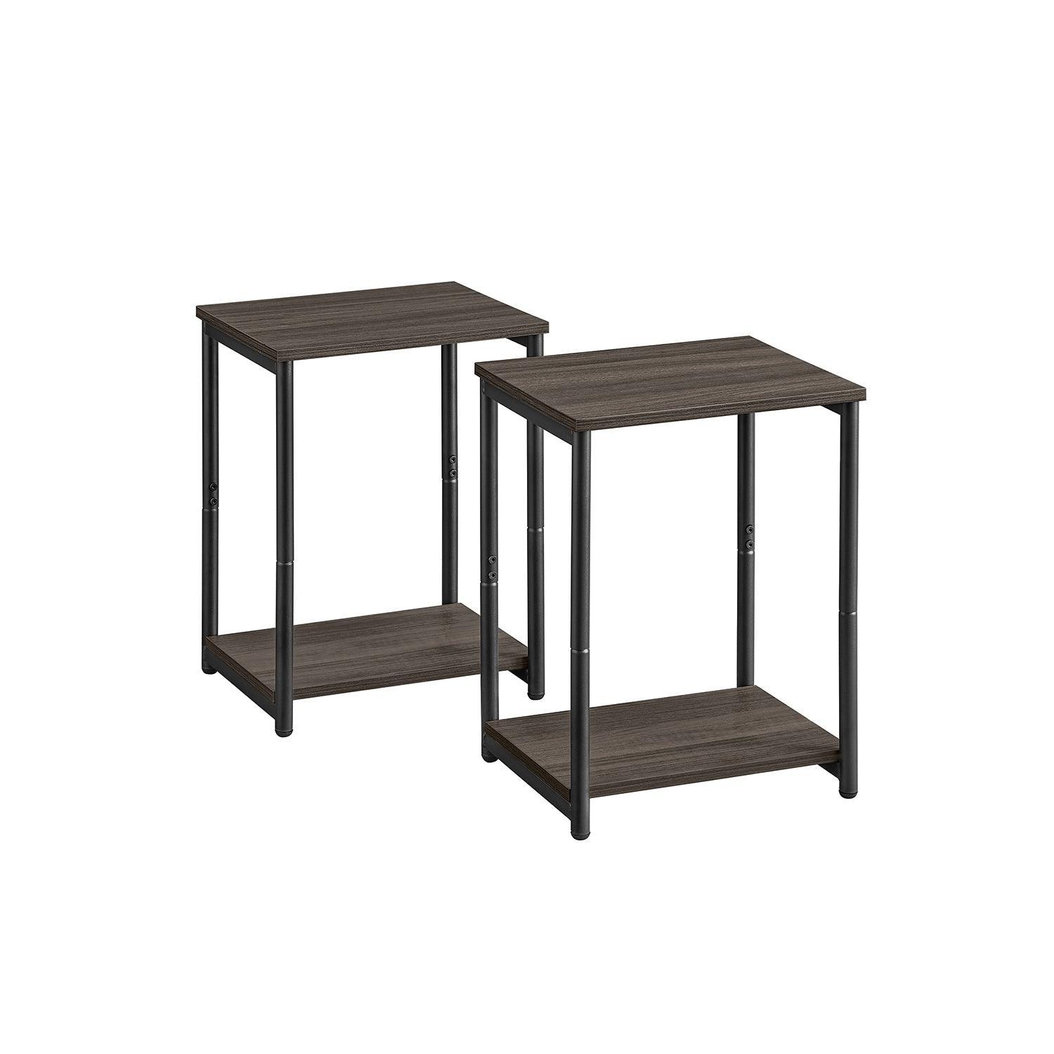 Set of 2 Side Tables Chestnut Brown and Classic Black FredCo
