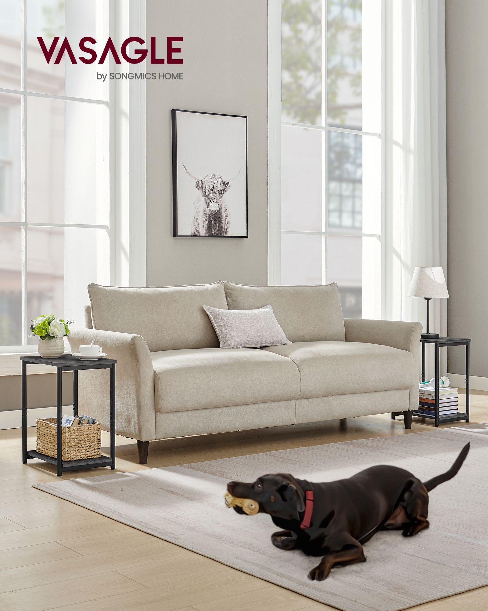 Set of 2 Side Tables Misty Gray and Classic Black FredCo