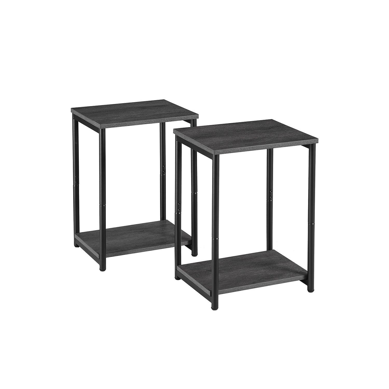 Set of 2 Side Tables Misty Gray and Classic Black FredCo