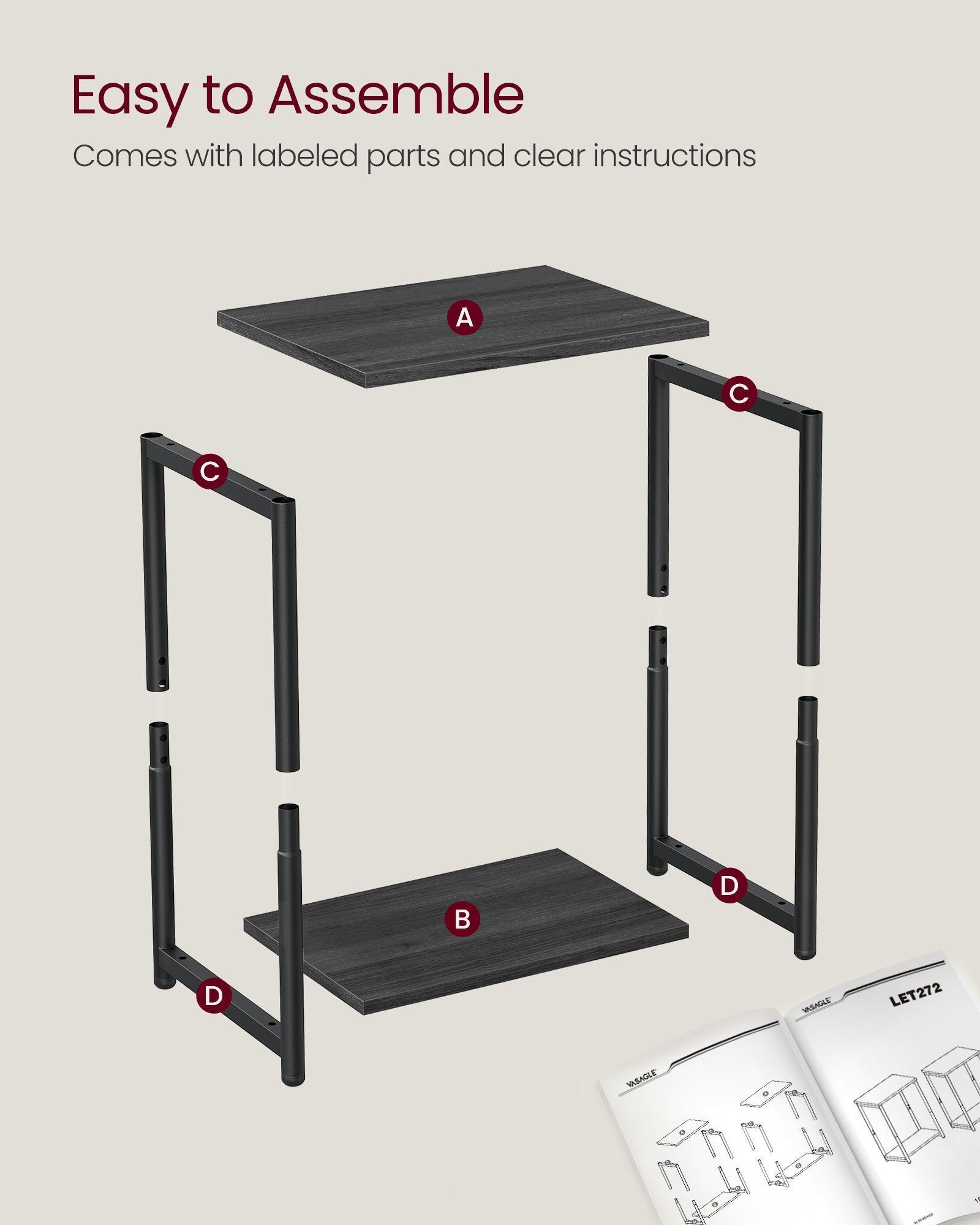 Set of 2 Side Tables Misty Gray and Classic Black FredCo
