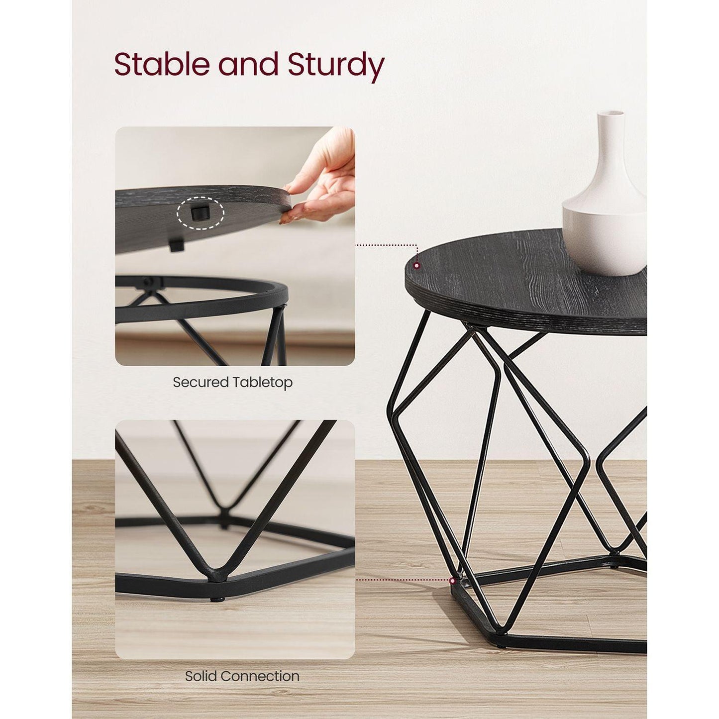 Set of 2 Small Coffee Table Black FredCo