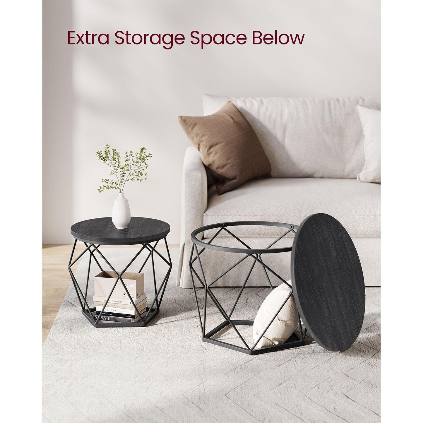 Set of 2 Small Coffee Table Black FredCo