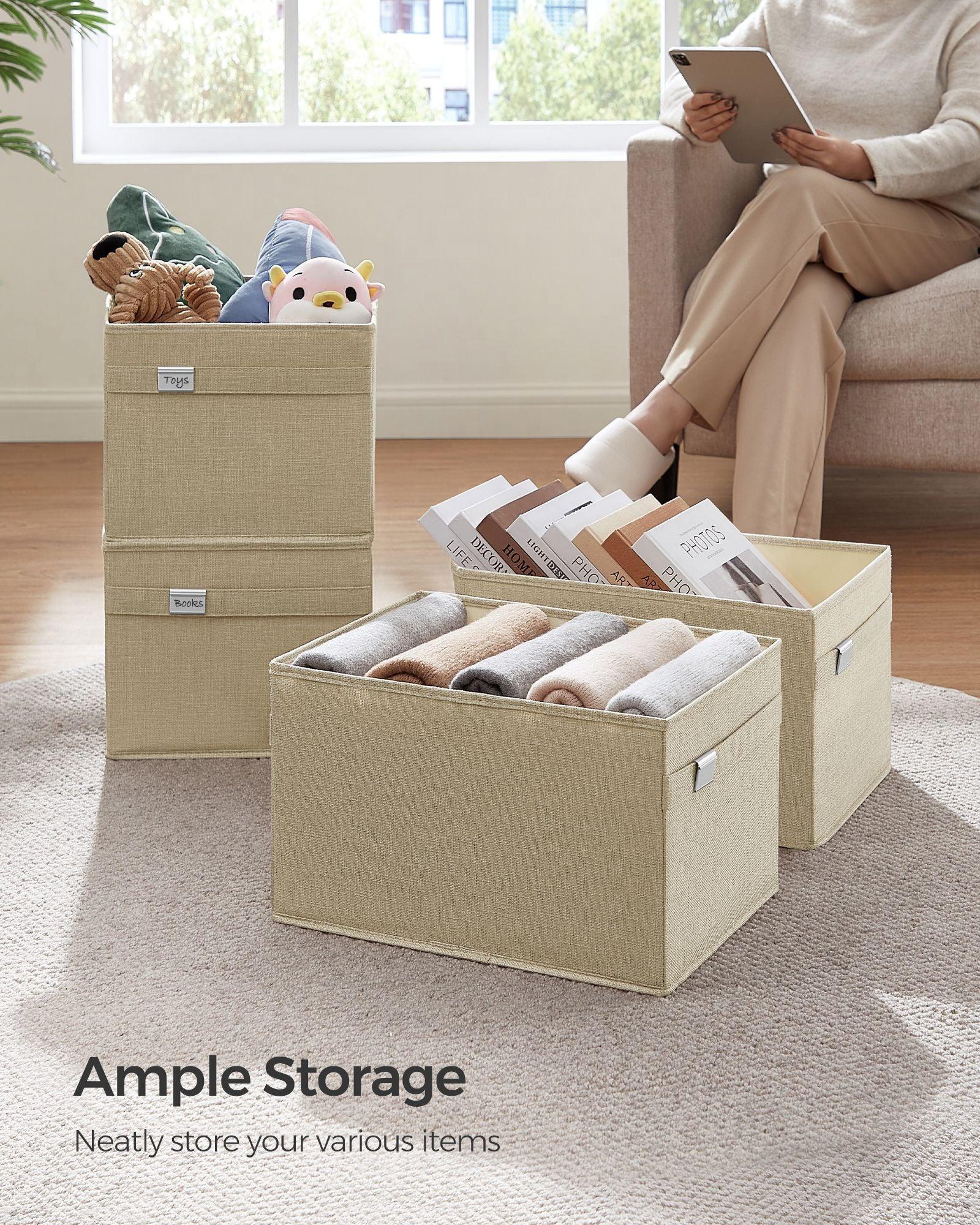 Set of 2 Storage Baskets with Double Handles Sand Beige FredCo