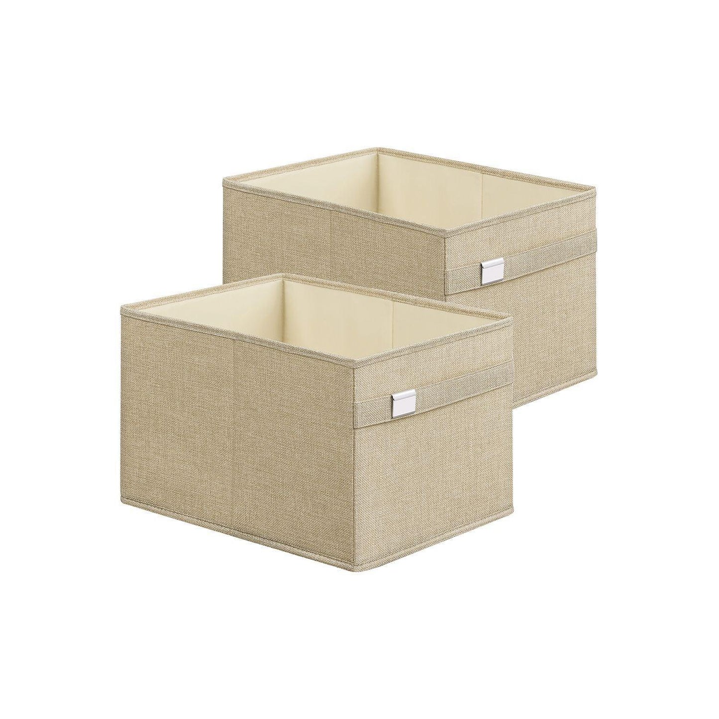 Set of 2 Storage Baskets with Double Handles Sand Beige FredCo