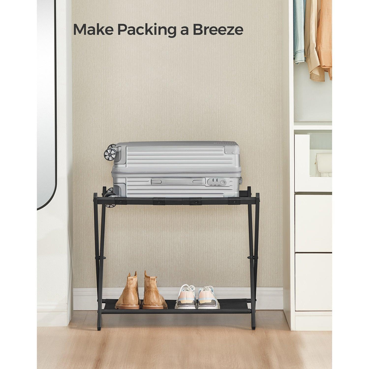 Set of 2 Suitcase Stand with Storage Shelf FredCo