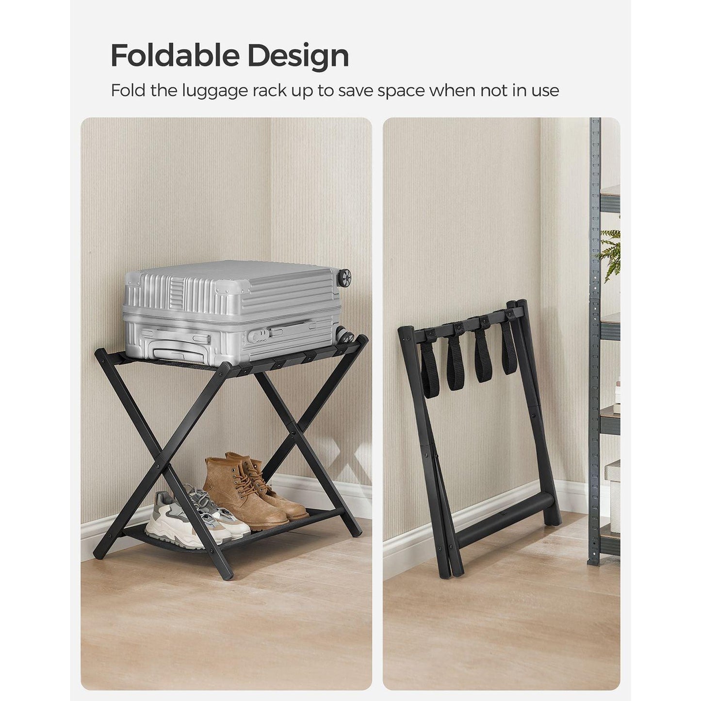 Set of 2 Suitcase Stand with Storage Shelf FredCo