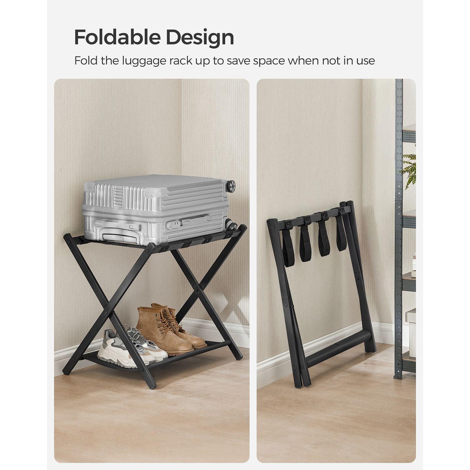 Set of 2 Suitcase Stand with Storage Shelf FredCo