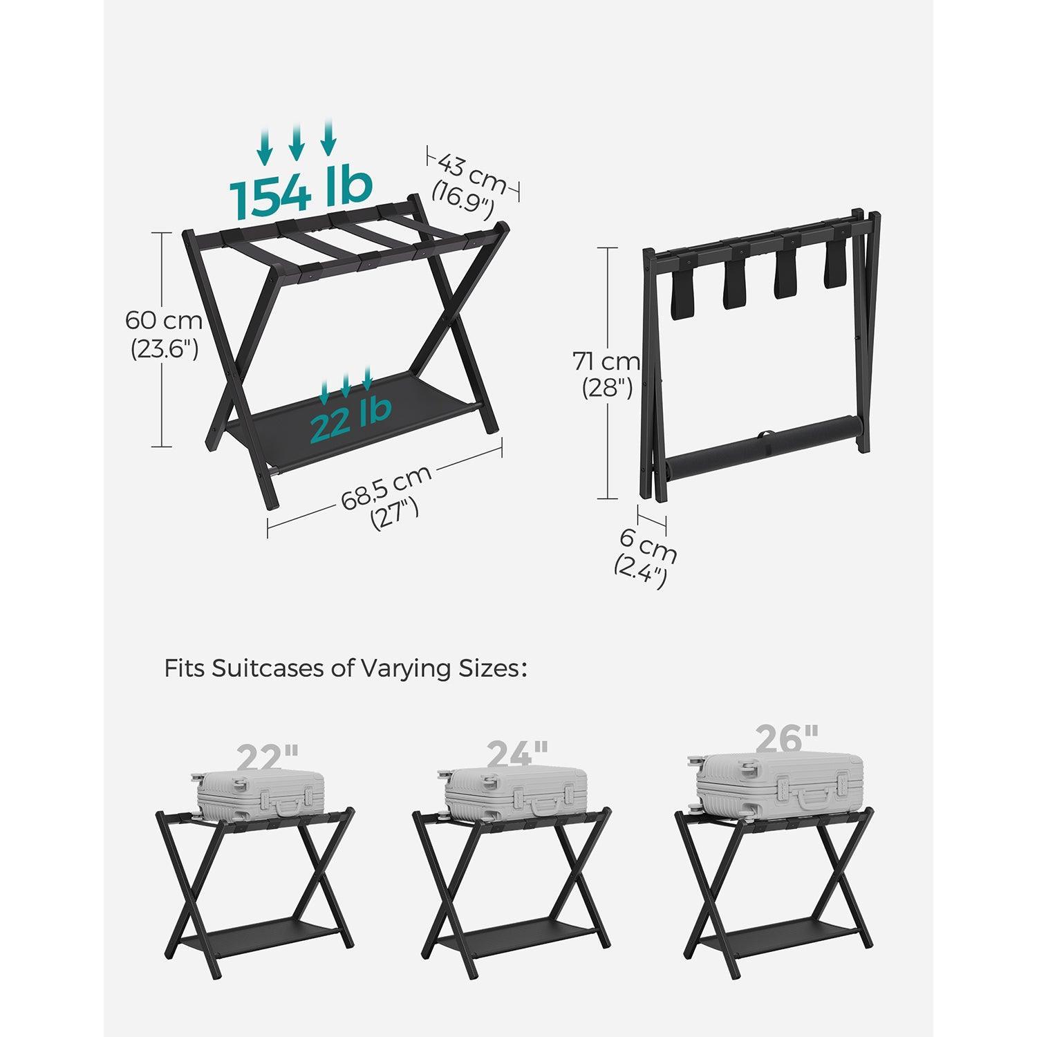 Set of 2 Suitcase Stand with Storage Shelf FredCo