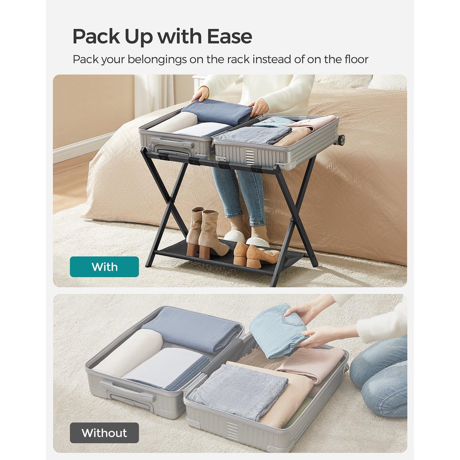 Set of 2 Suitcase Stand with Storage Shelf FredCo