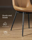 Set of 2 Upholstered Leather Dining Chairs Caramel Brown FredCo