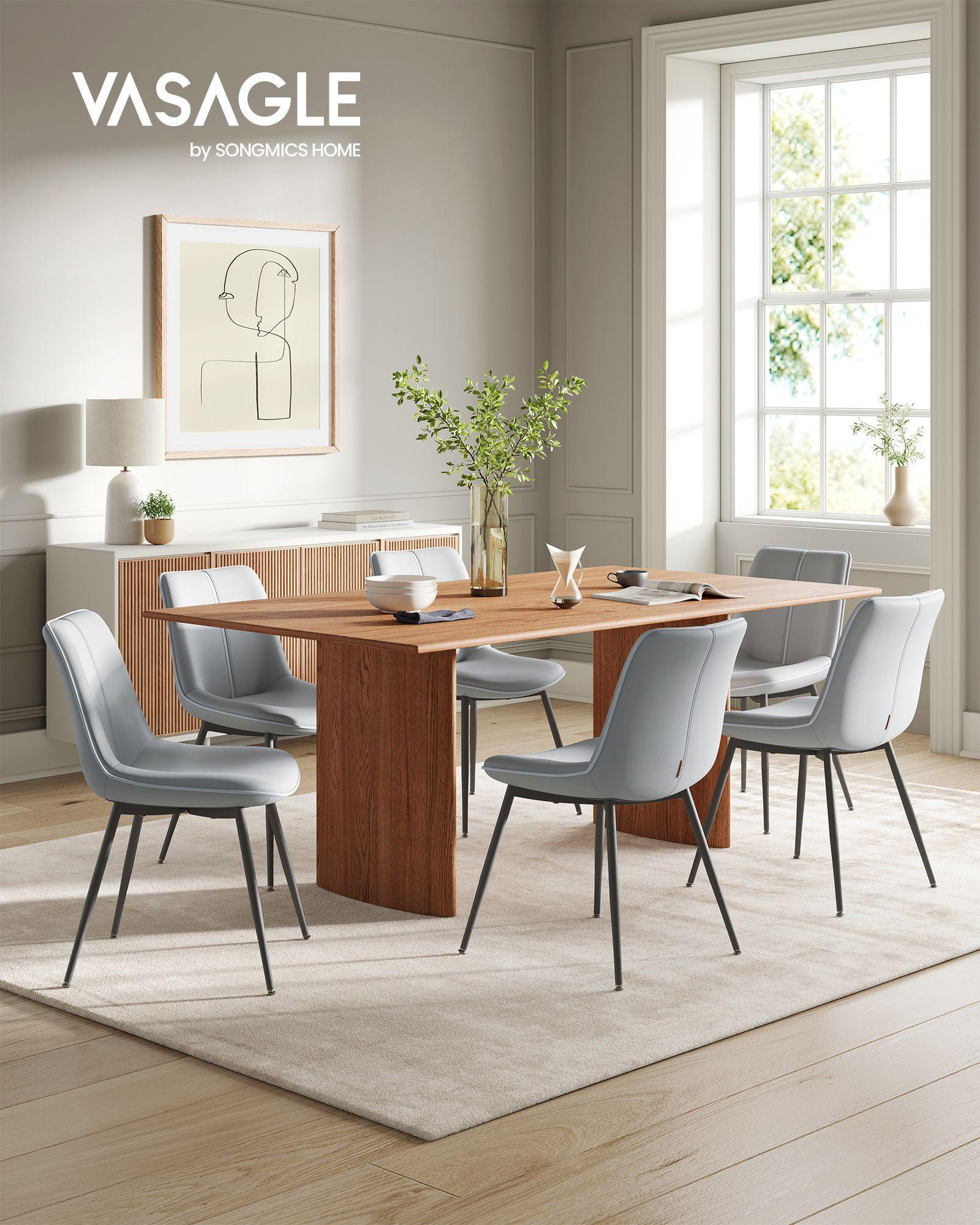 Set of 2 Upholstered Leather Dining Chairs Dove Gray FredCo