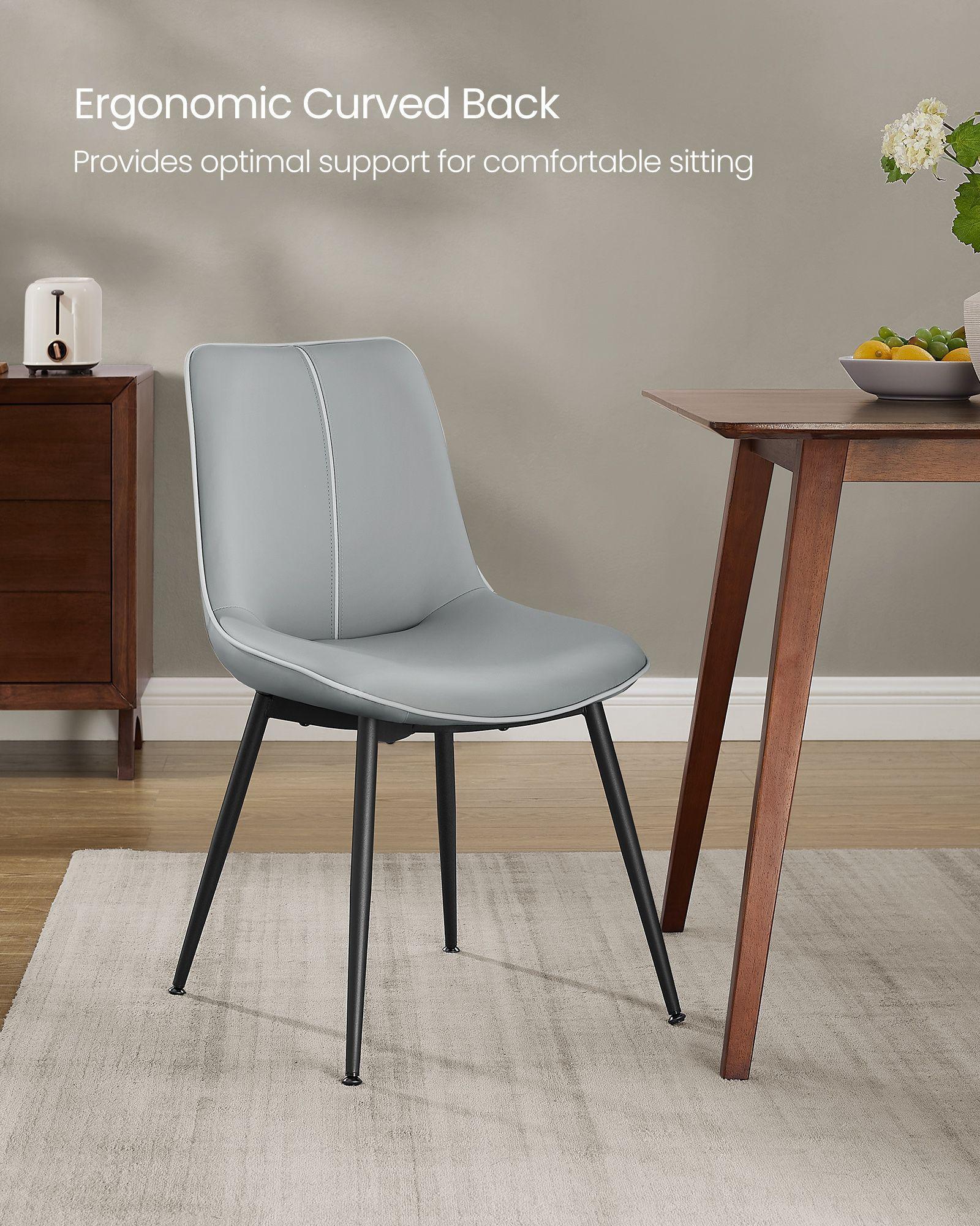 Set of 2 Upholstered Leather Dining Chairs Dove Gray FredCo