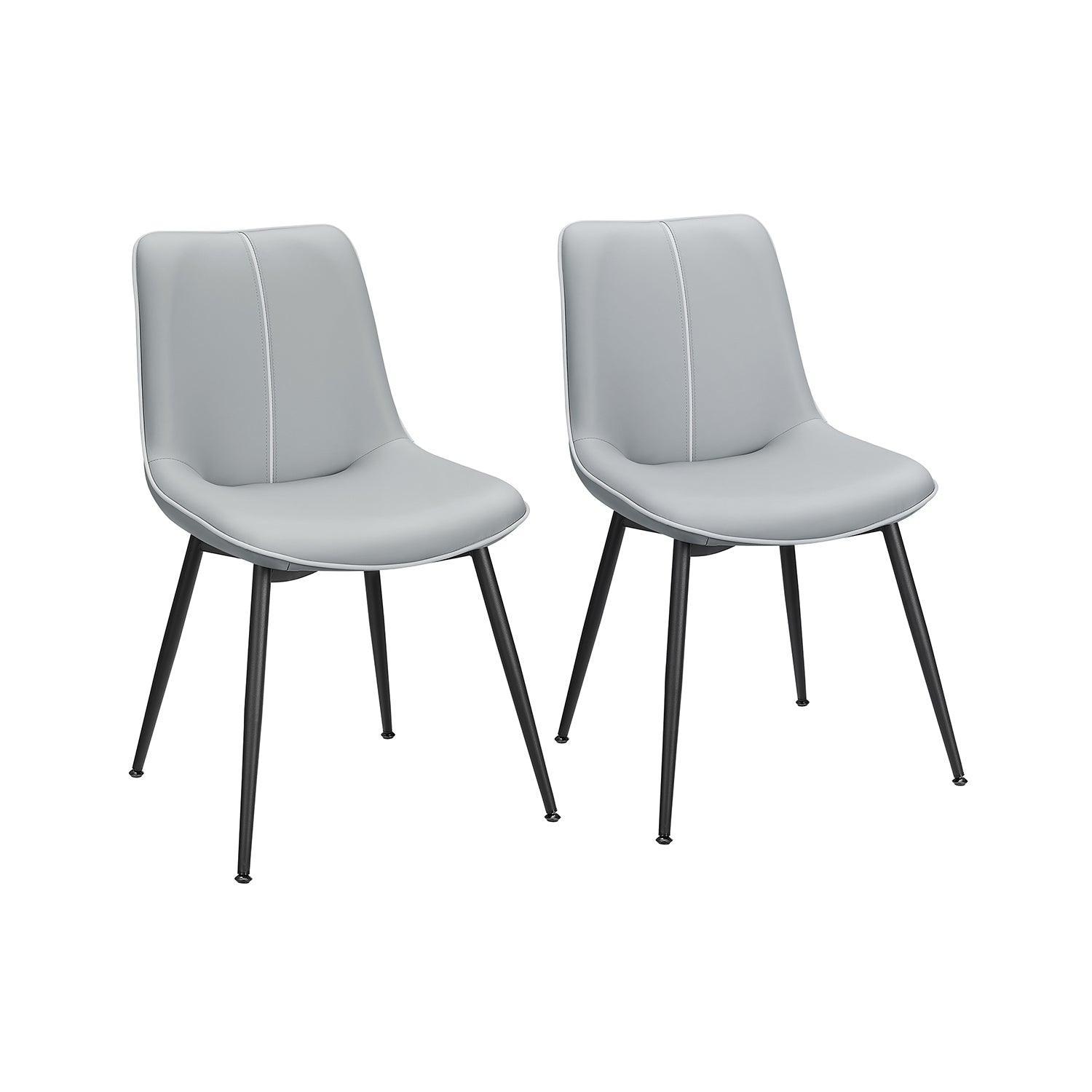 Set of 2 Upholstered Leather Dining Chairs Dove Gray FredCo