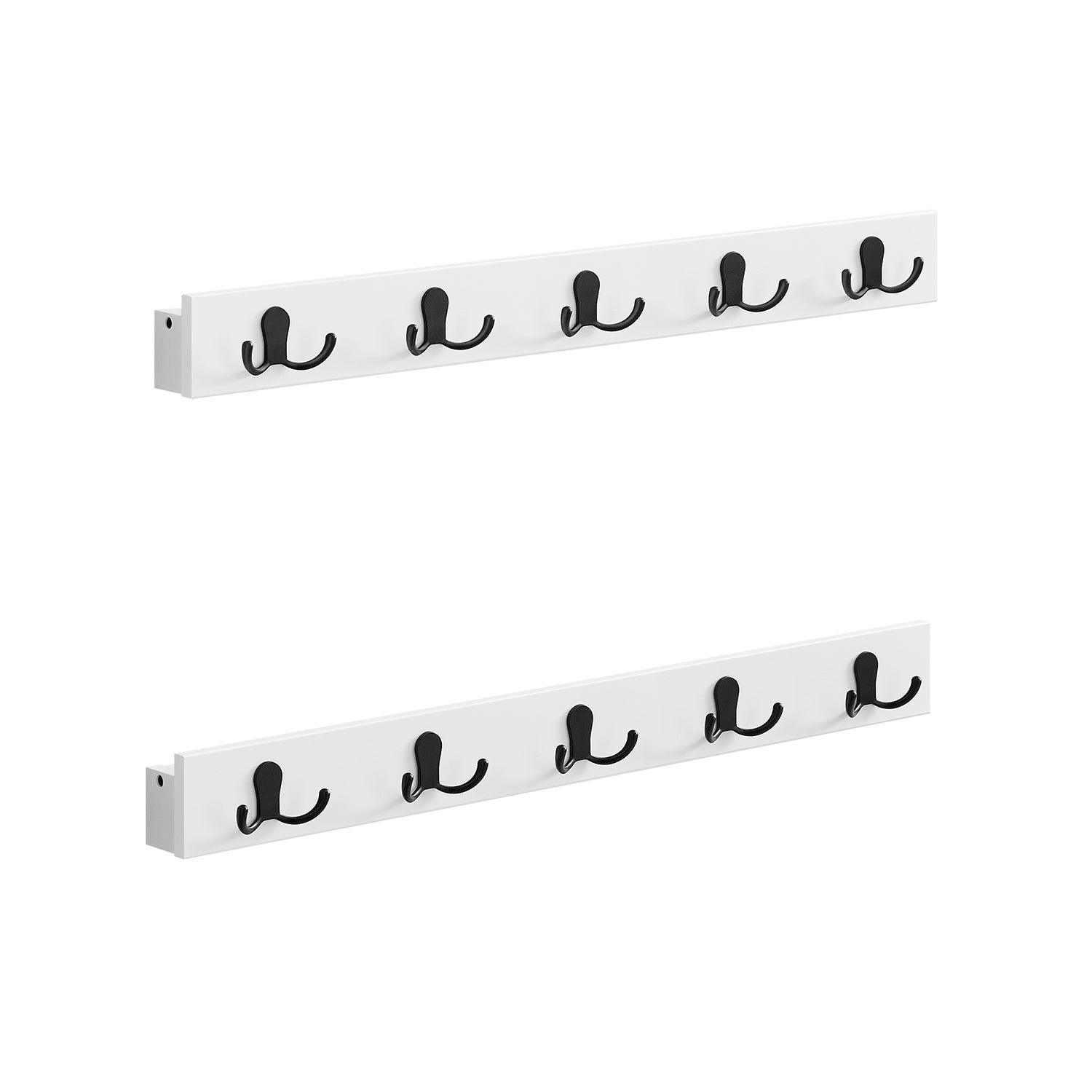 Set of 2 Wall-Mounted Coat Racks, Coat Hooks with Shelf, 10 Double Metal Hooks, Space-Saving FredCo