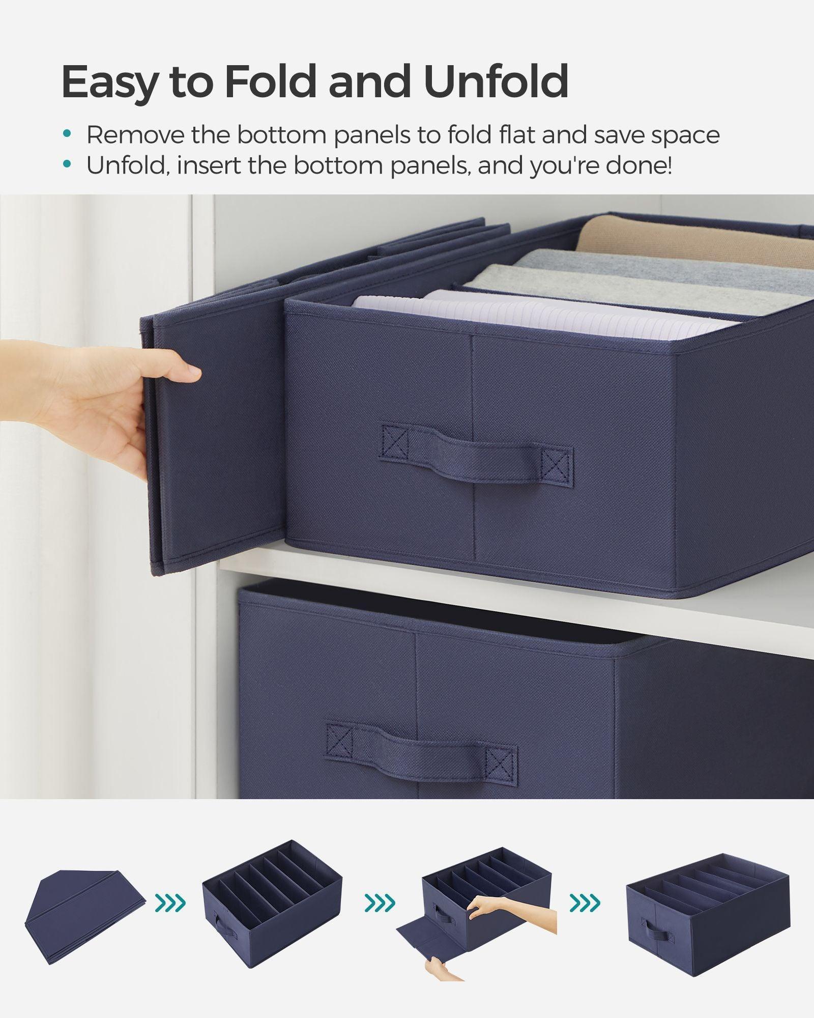 Set of 2 Wardrobe Clothes Organizer with 6 Grids Charcoal Blue FredCo