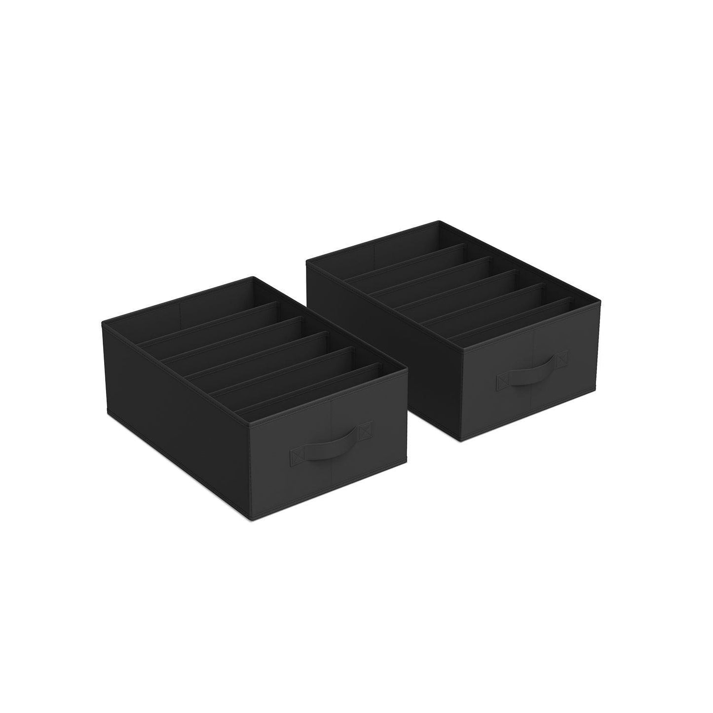 Set of 2 Wardrobe Clothes Organizer with 6 Grids Classic Black FredCo