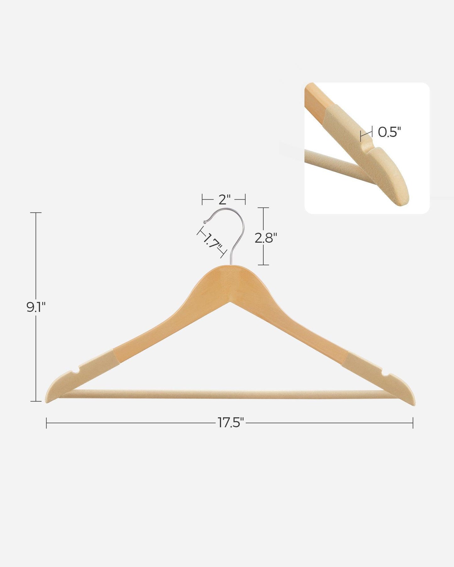 Set of 20 Velvet Wooden Hangers FredCo