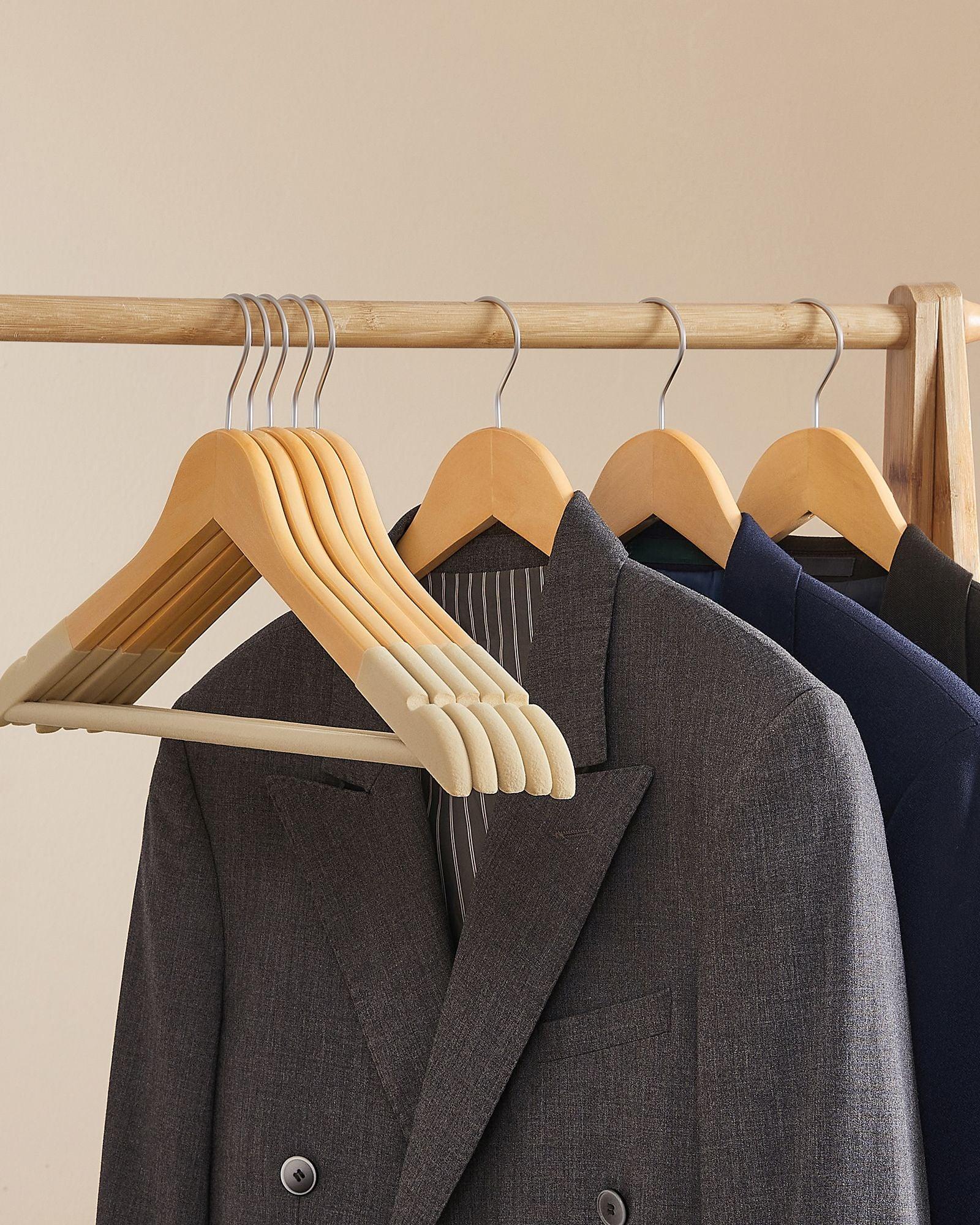 Set of 20 Velvet Wooden Hangers FredCo
