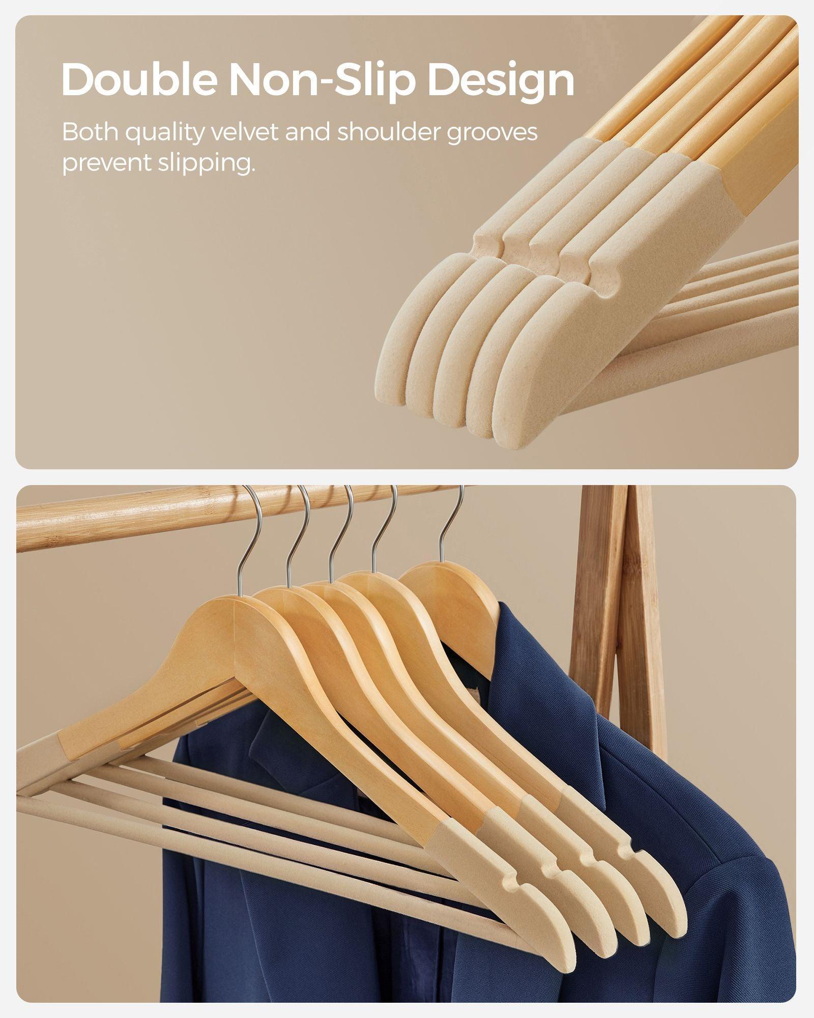 Set of 20 Velvet Wooden Hangers FredCo